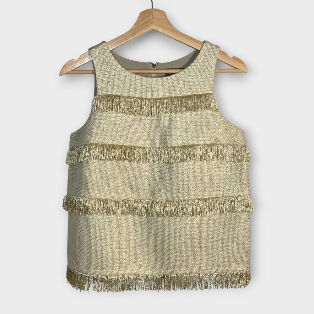 Sunday in Brooklyn Anthropologie Sz SMALL Gold Fringe Tank Top Blouse